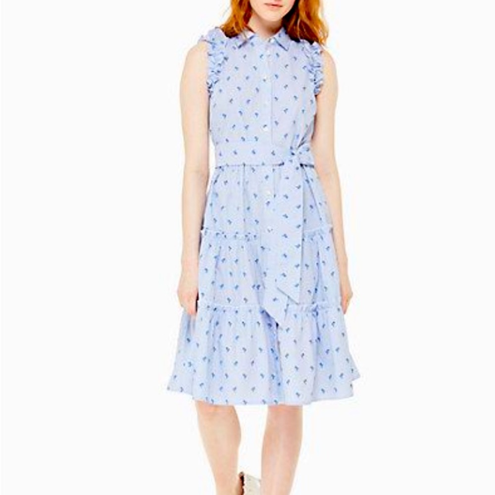 kate spade sleeveless plam tree print midi shirt dress